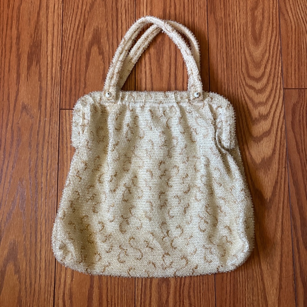 Vintage Cream Beaded Bag